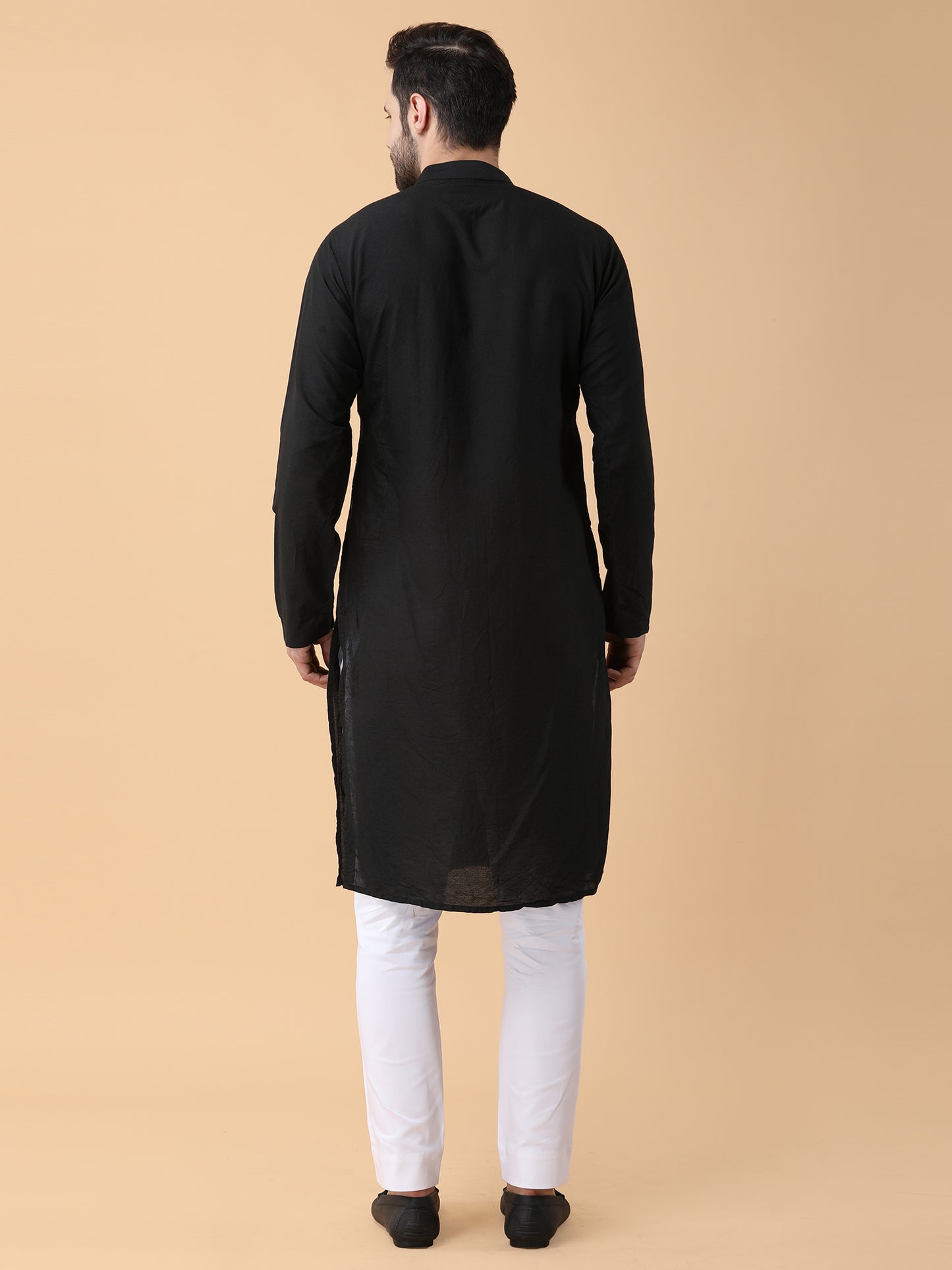 Black Panelled Nehru Jacket Set