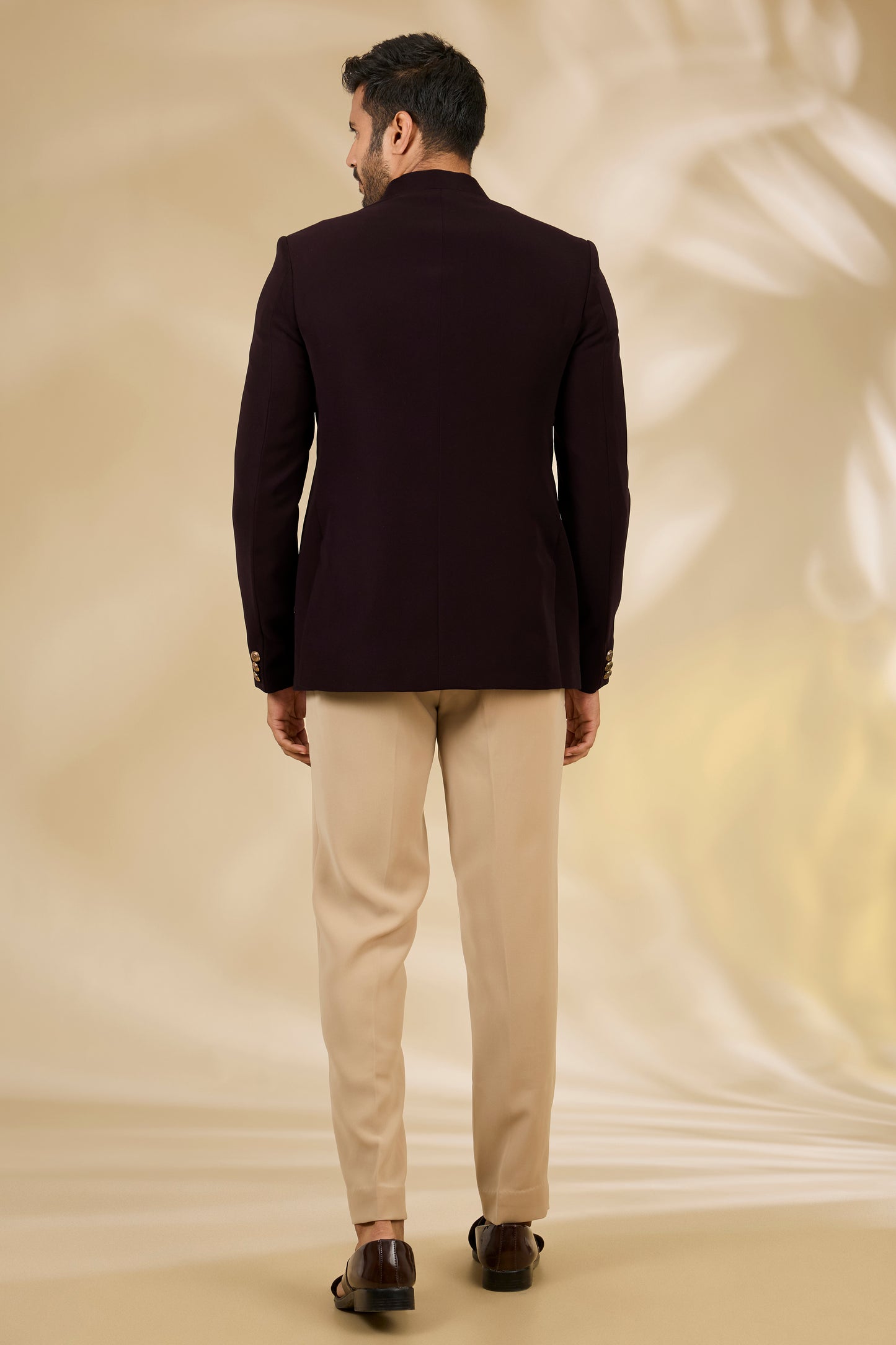 Wine Viscose Bandhgala Set