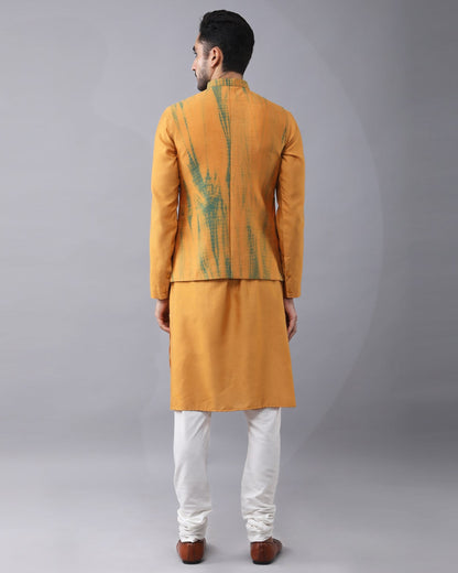 Mustard Tie-Dye Nehru Jacket Set
