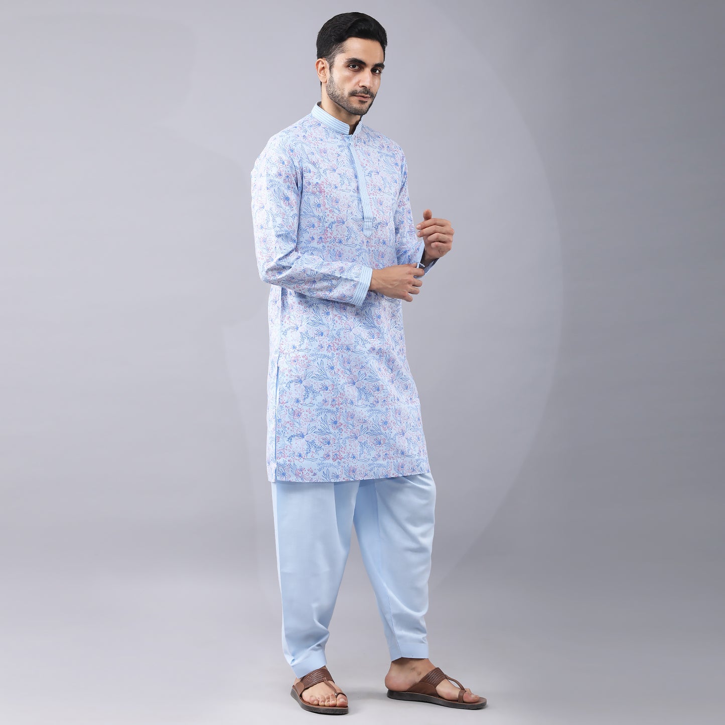 Sky Blue Ruby Silk Kurta Set