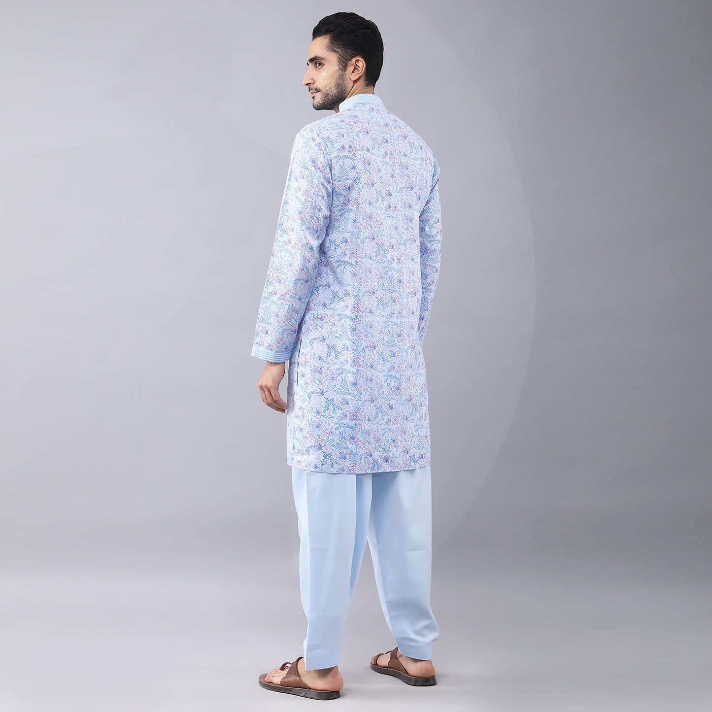 Sky Blue Ruby Silk Kurta Set