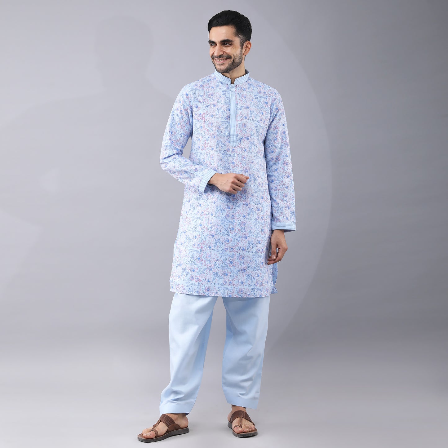 Sky Blue Ruby Silk Kurta Set