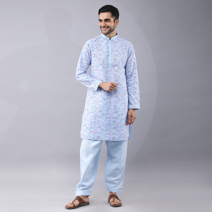 Sky Blue Ruby Silk Kurta Set