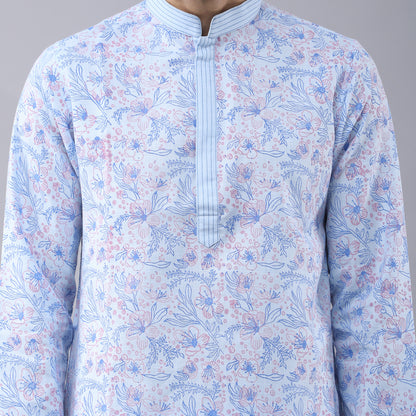 Sky Blue Ruby Silk Kurta Set