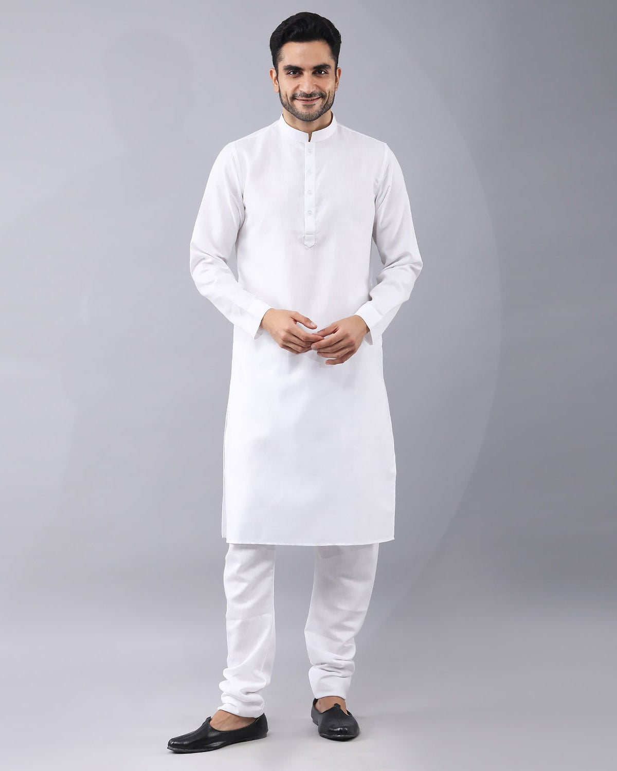 White Banarasi Brocade Sherwani Set