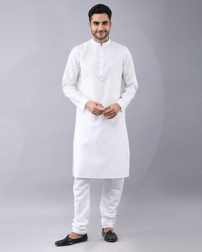 White Banarasi Brocade Sherwani Set