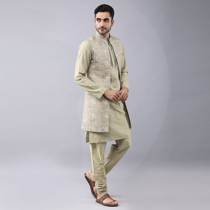 Digital Printed Longline Bundi Jacket Set