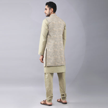 Digital Printed Longline Bundi Jacket Set