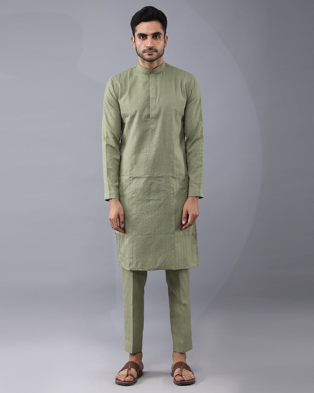 Front Open Panelled Longline Bundi Jacket Set