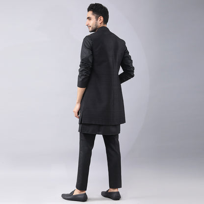 Black Longline Bundi Jacket Set
