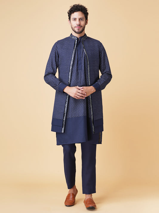 Printed Longline Bundi Jacket Set