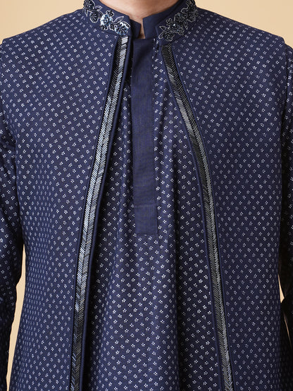 Printed Longline Bundi Jacket Set