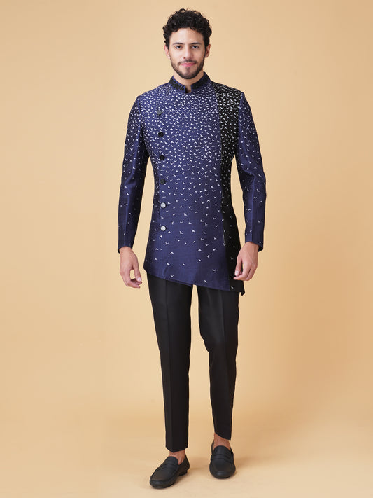 Placement Animal Printed Asymmetric Indo Western Set