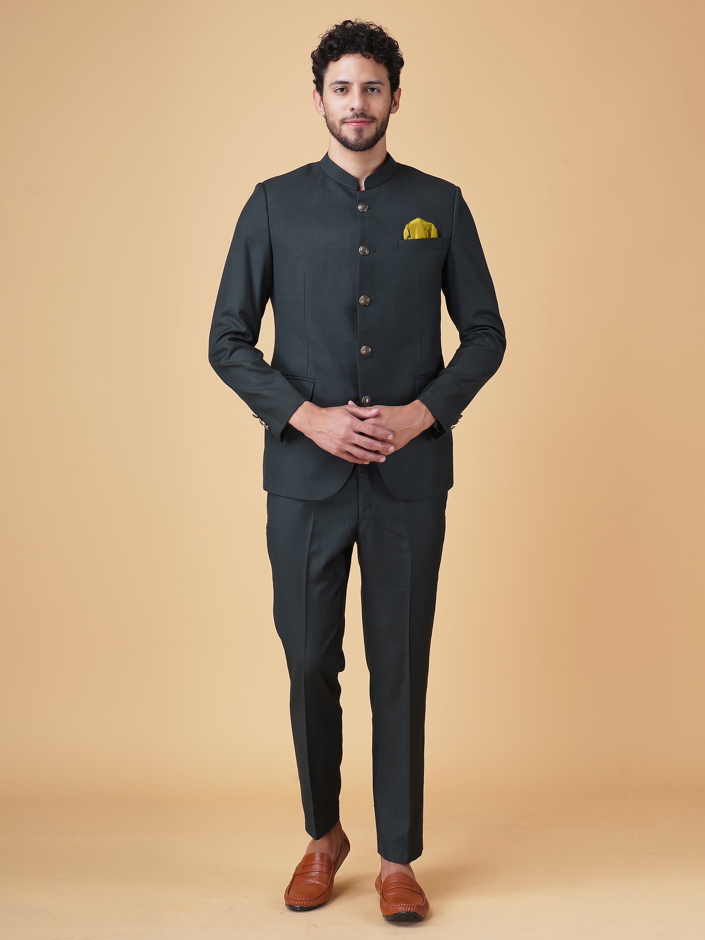 Bottle Green Bandhgala Suit