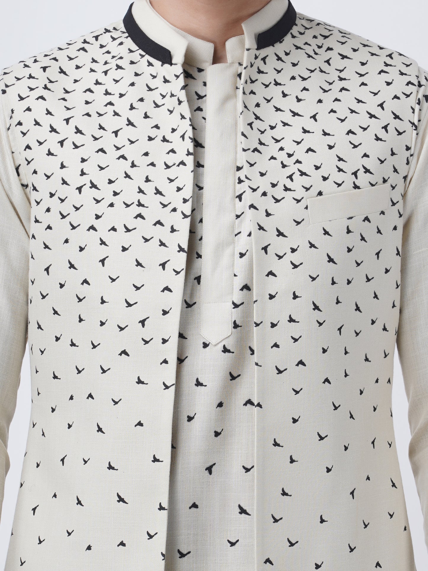 Placement Animal Printed Asymmetric Longline Bundi Jacket Set