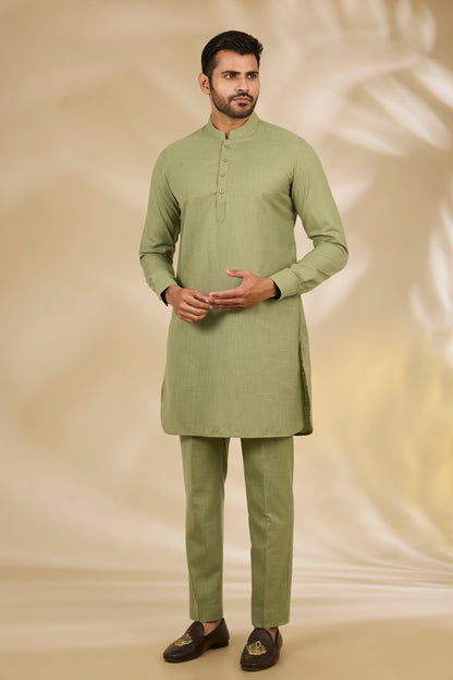 Green Ruby Silk Floral Printed Bundi Jacket Set