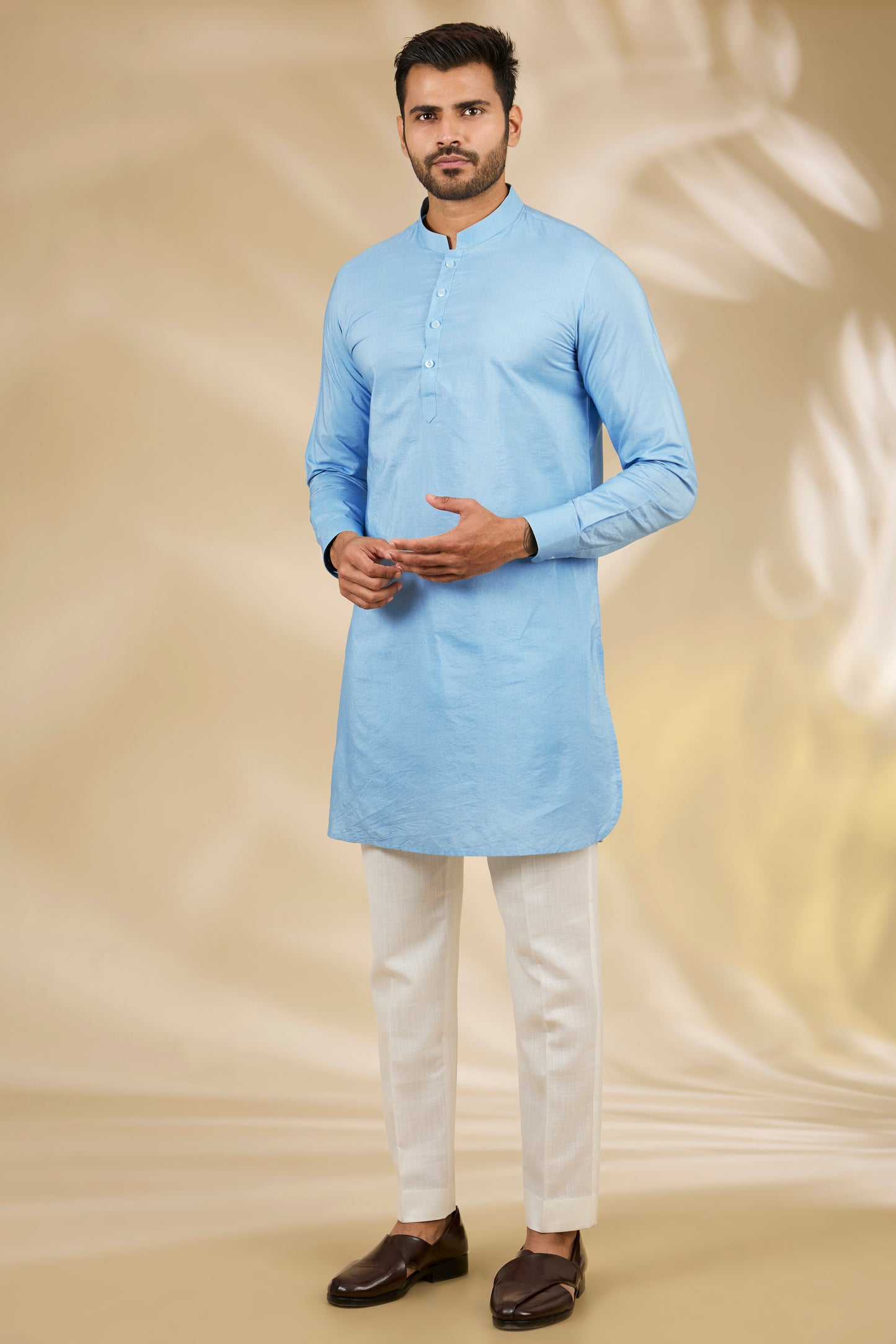 Blue Cotton Silk Printed Bundi Jacket Set