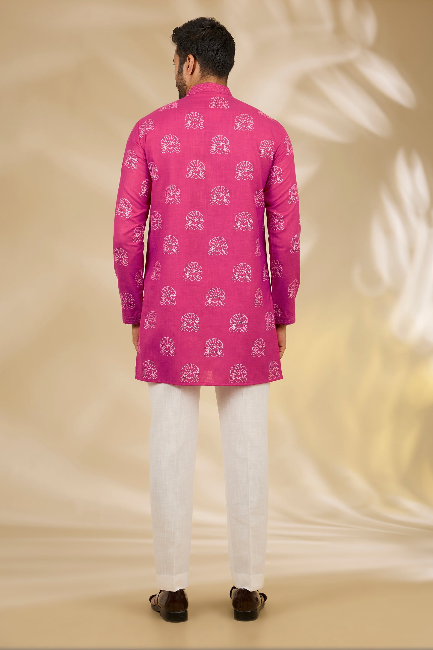 Pink Silk Hand Block Print Kurta Set