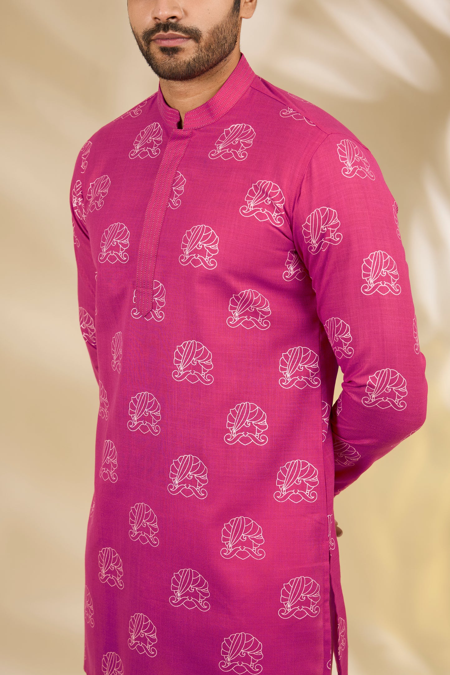 Pink Silk Hand Block Print Kurta Set