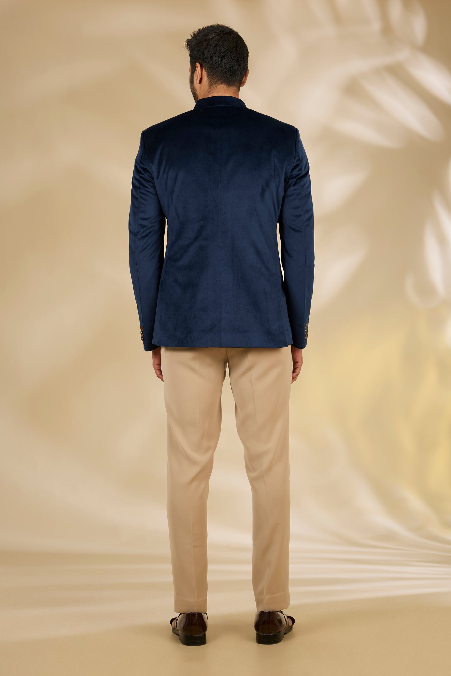 Blue Velvet Bandhgala Set