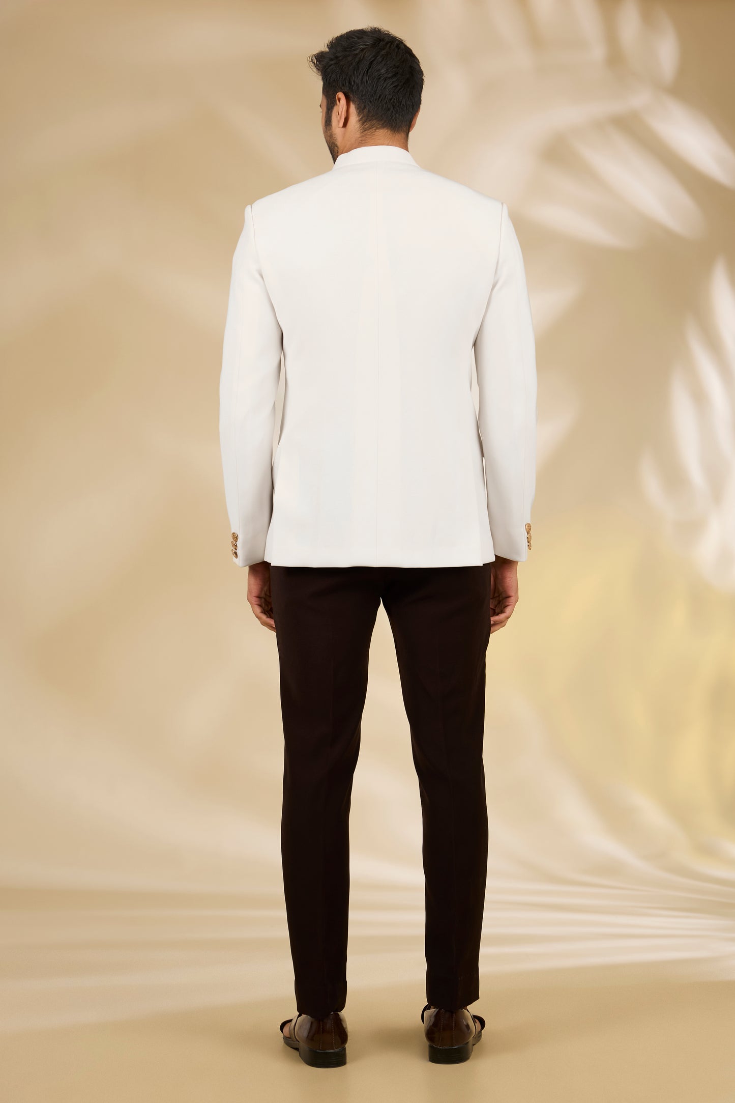 Ivory Viscose Plain Bandhgala Set