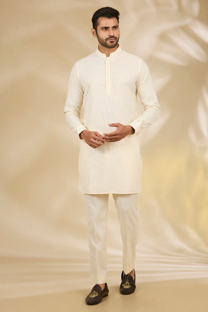 Purple Silk Paisley Print Bundi And Kurta Set