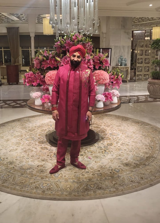 Maroon Indo Western Set