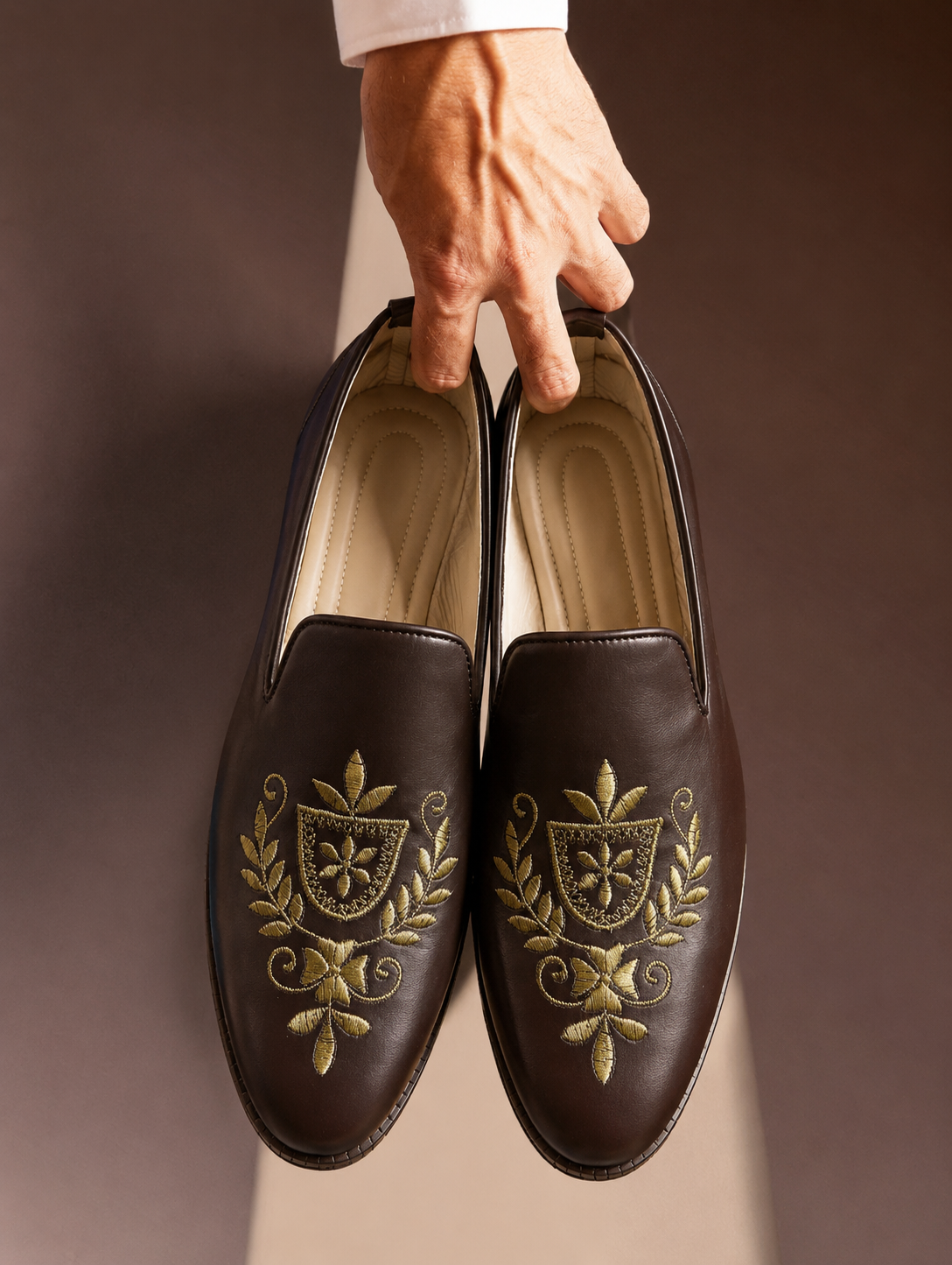 Brown Hand Embroidered Ethnic footwear 
